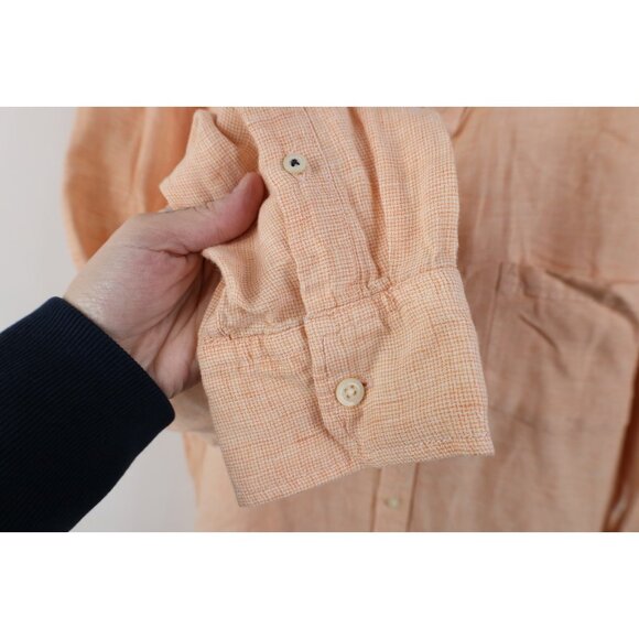Banana Republic Mens XL Camden Fit Linen Knit Collared Button Down Shirt Orange - Picture 7 of 13